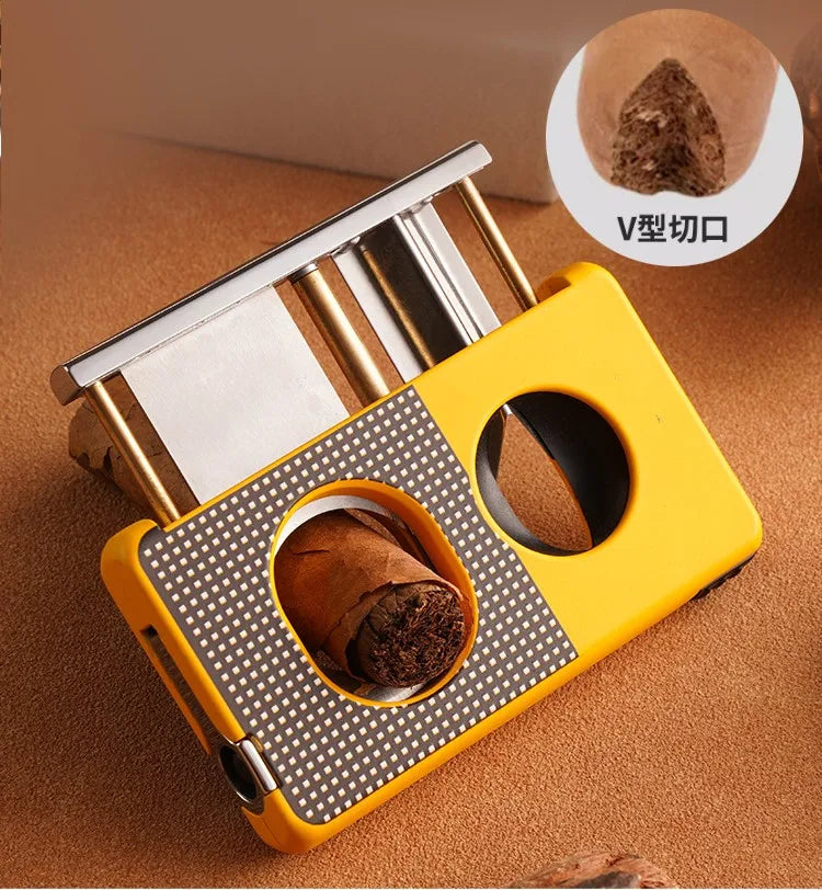 Professional V-Cut Cigar Cutter, Zinc Alloy Guillotine with Stainless Steel Blade for Cigars, Heavy Duty Christmas Gift for Men
