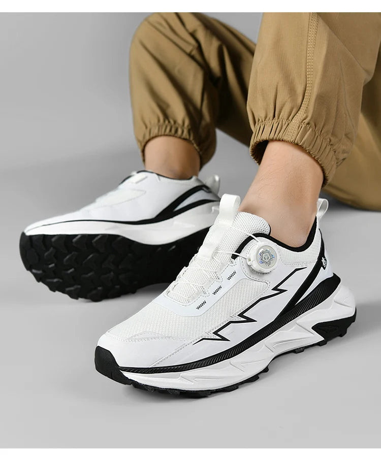 Spring Summer Large Rotating Buckle Mesh Breathable Sneakers Men's Running Shoes Fashion Casual Shoes 39-48
