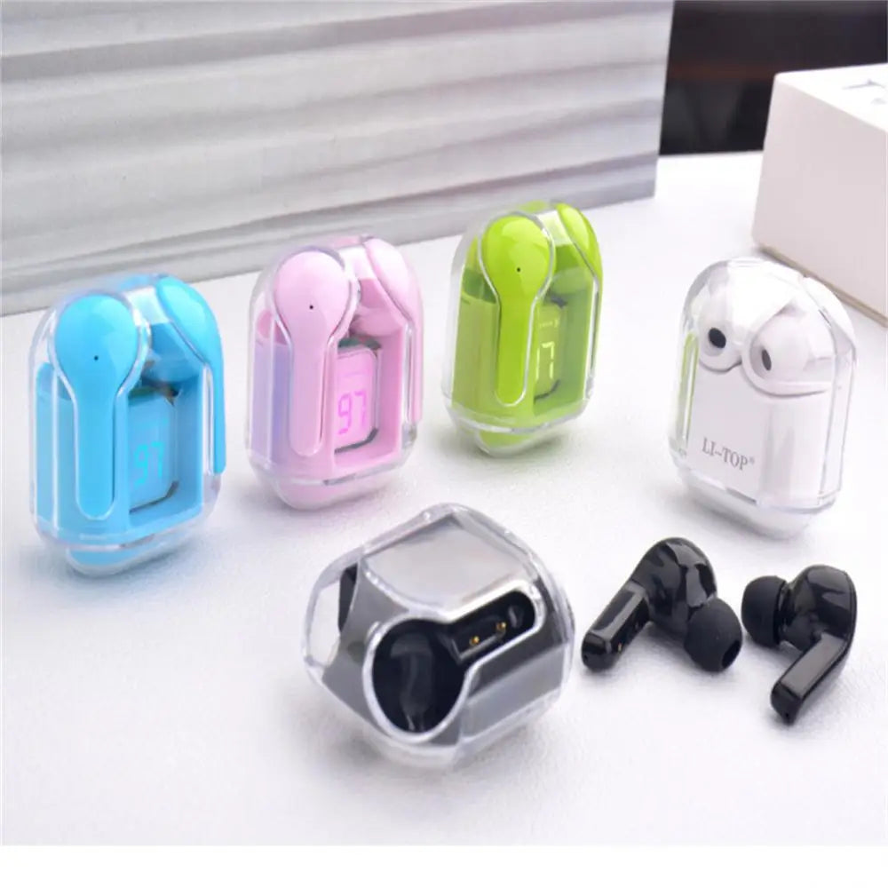 RYRA TWS Bluetooth 5.1 Earphones With Charging Box Wireless Headphone Stereo Sports Transparent Digital Display Earbuds Headsets