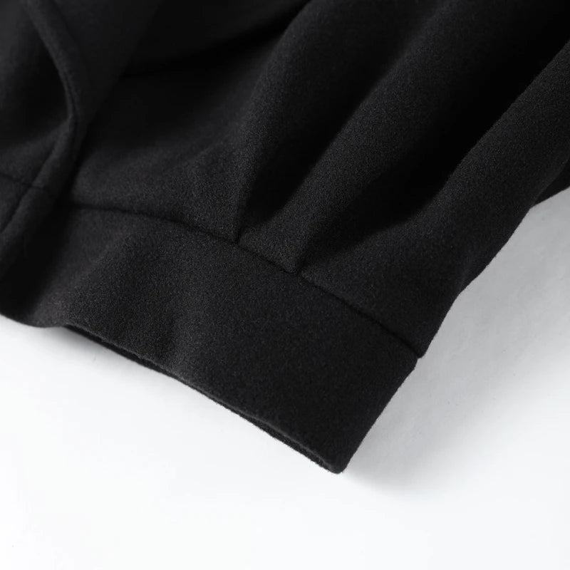 Black Stand Collar Woolen Coats Women's High Street Buttons Full Sleeve Short Overcoats 2026 Spring New Female Solid Outwear