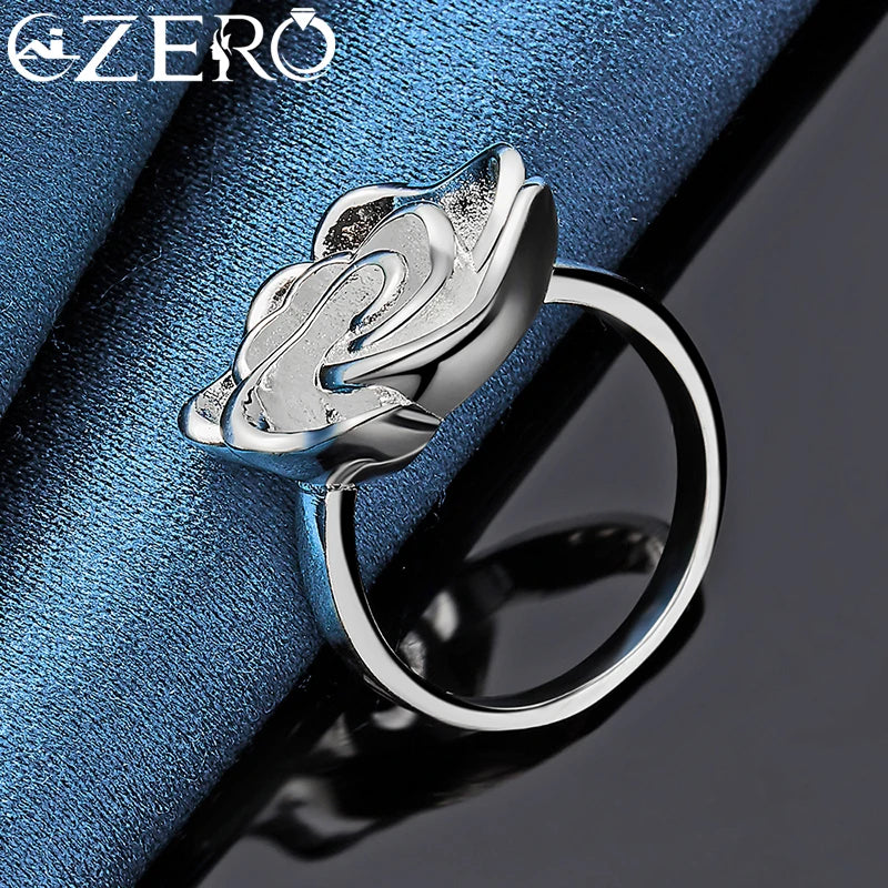 ALIZERO 925 Sterling Silver Rose Ring for Women Wedding Rings Engagement Band Fashion Party Charms Jewelry Valentine's Day Gift