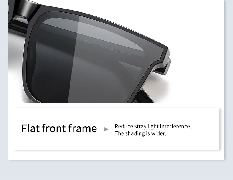 Men Sunglasses UV400 Polarized Sun Glasses Women TR90 Sunscreen Big Square Eyeglasses Frame Driving Goggles Fishing Eyewear