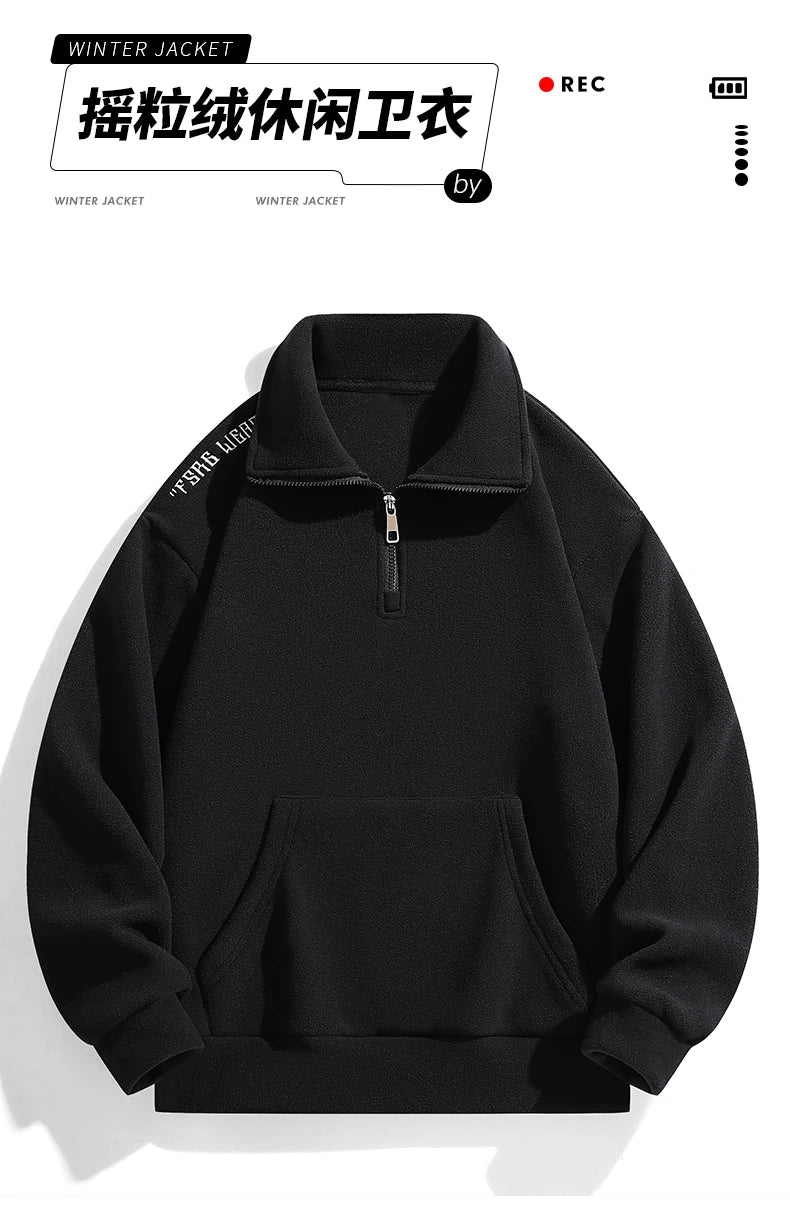 Plus Size Men Sweatshirt Half Zip Long Sleeve Pullover 6XL 7XL 100-175kg Solid Color Tops Autumn Winter Big Size Men Clothing