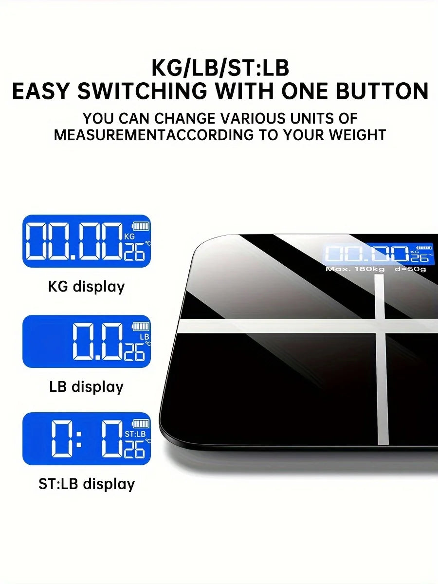 Digital Bathroom Scale 396lb, High-Precision Weight Scale with LCD Display, KG/LB Switch, Ultra-Wide Platform, Temperature