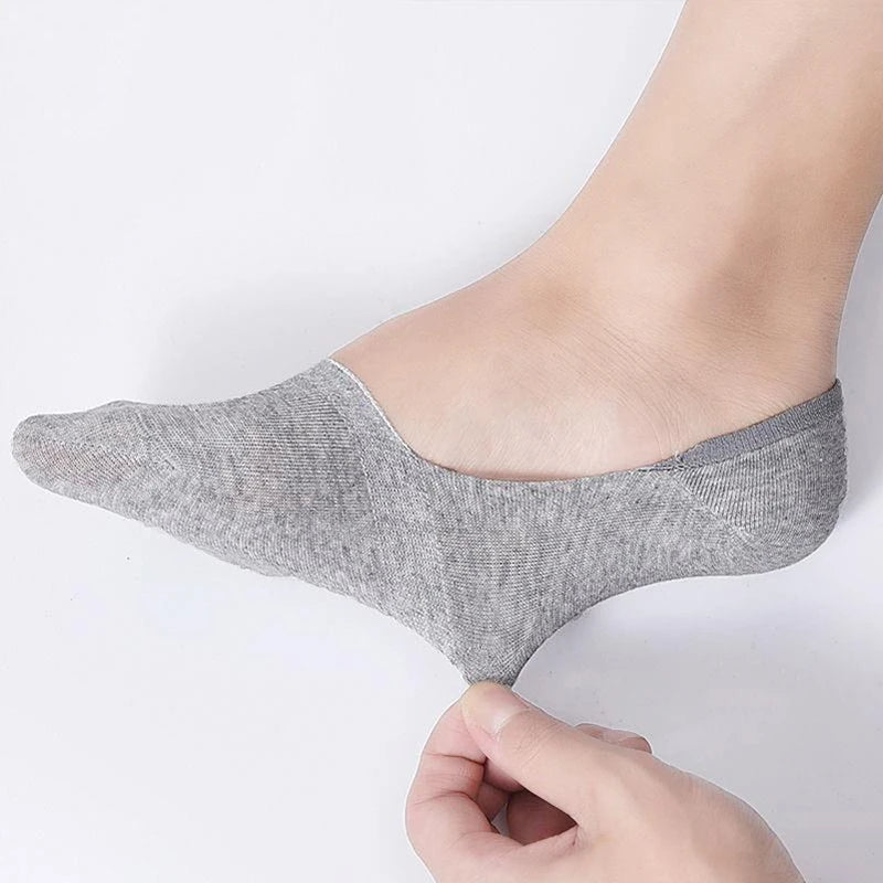 5 Pairs Plus Size 47,48 Mens Boat Socks Large Summer Non-slip Silicone Invisible No Show Sock Slippers Cotton Black Sporty Meias