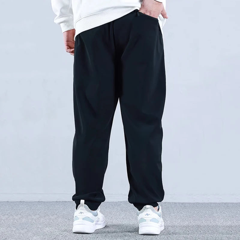 Plus Size Men Pants Winter Warm Plush Lining Solid Color Long Trousers 6XL 7XL 8XL 9XL 10XL 100-150kg Big Size Men Clothing