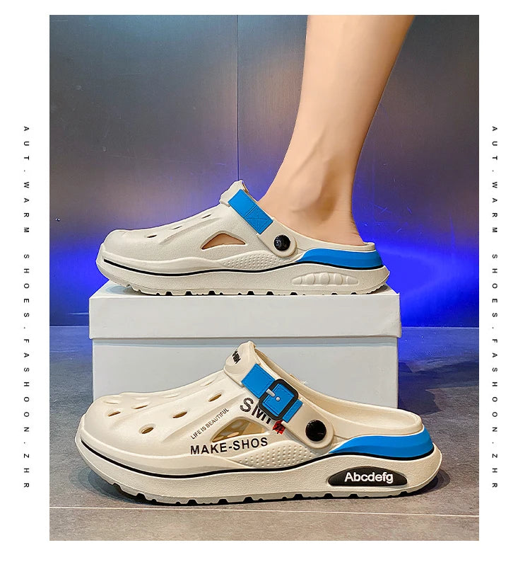 Summer Men Clogs Non-slip Thick-soled Casual Shoes Outerwear Beach Soft-soled Baotou Slippers Men's Slippers Sandals