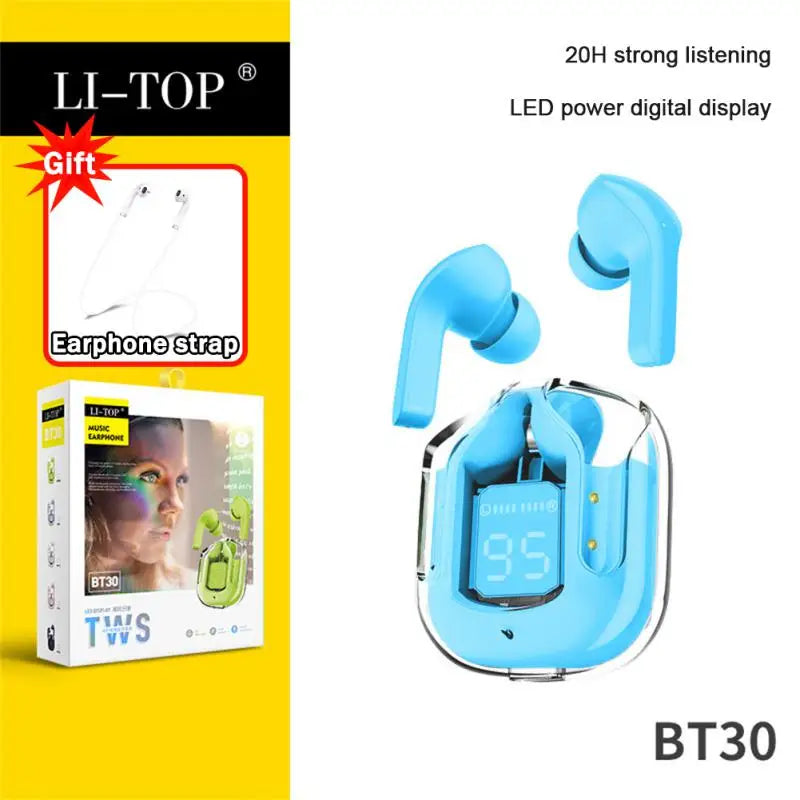 RYRA TWS Bluetooth 5.1 Earphones With Charging Box Wireless Headphone Stereo Sports Transparent Digital Display Earbuds Headsets