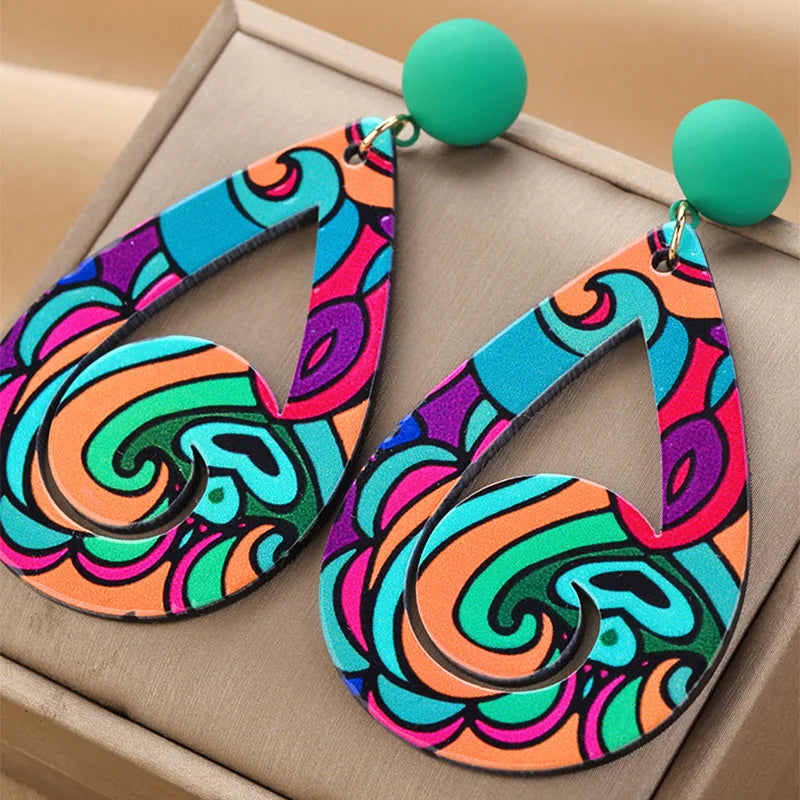NISHIZAWA Colorful Design Earrings for Women Acrylic Water Drop Geometric Earrings