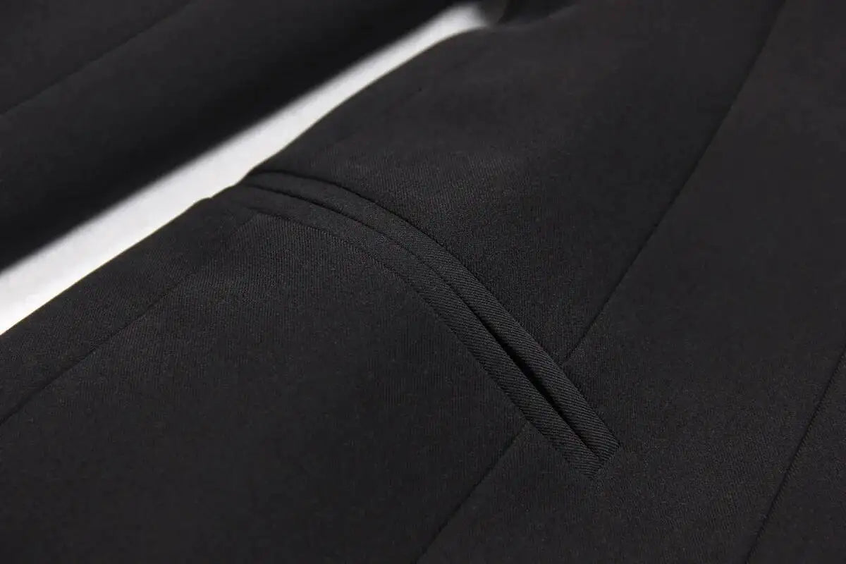 LGRQ 2026 Spring Fashion Women Clothes Notched Collar Full Sleeves Metal Single Button Slim High Waist Blazer Office Lady