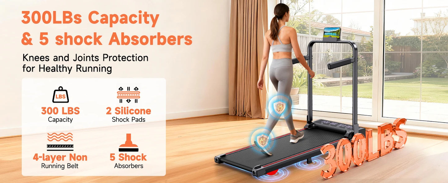 Incline Walking Pad Treadmill for Home Small,2.5 HP Quiet Under Desk Treadmill with 300lbs Capacity,