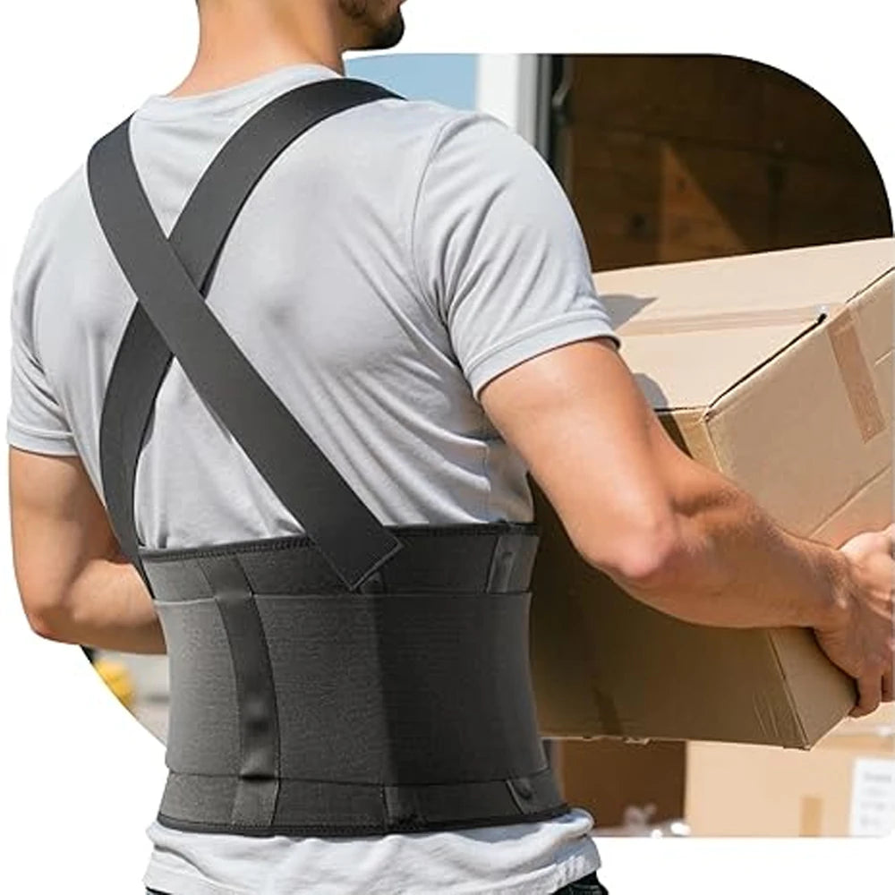 Heavy Duty Back Brace for Lifting - Lower Back Pain Relief & Support for Men & Women - Work, Gym Sport - Breathable & Adjustable