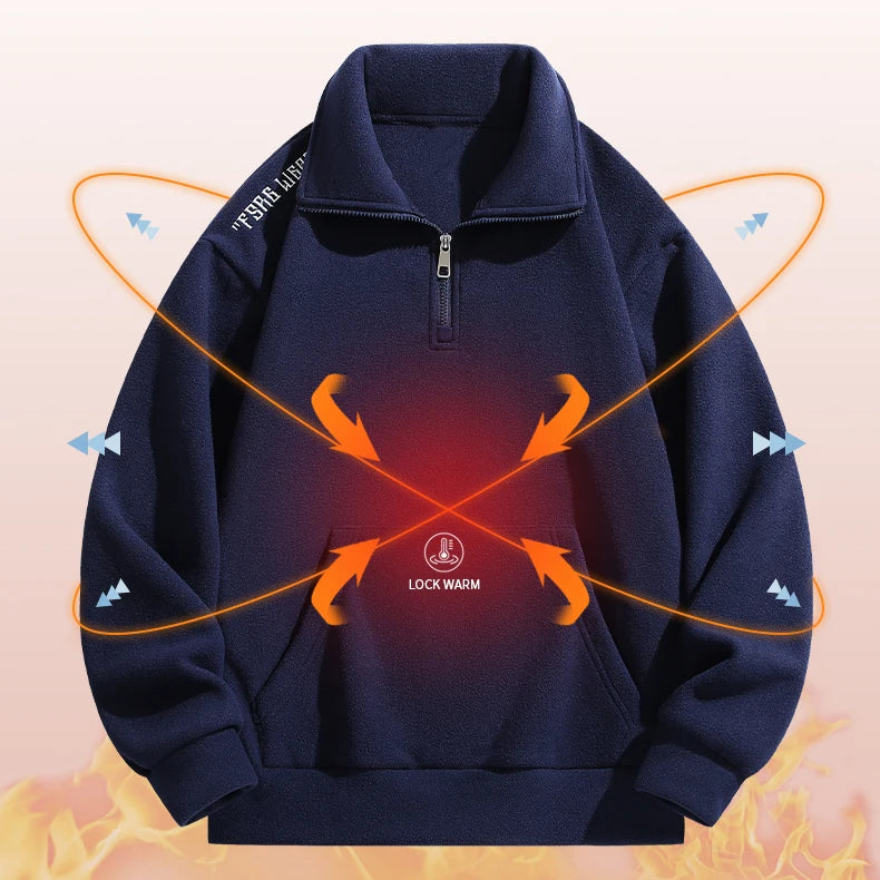 Plus Size Men Sweatshirt Half Zip Long Sleeve Pullover 6XL 7XL 100-175kg Solid Color Tops Autumn Winter Big Size Men Clothing