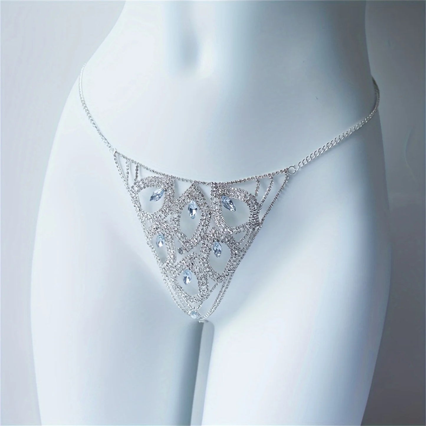 Luxury Leaf Rhinestone Body Jewelry sexy Thong Panties for Women Crystal Body Belly Waist Chain Accessories Valentine's Day gift