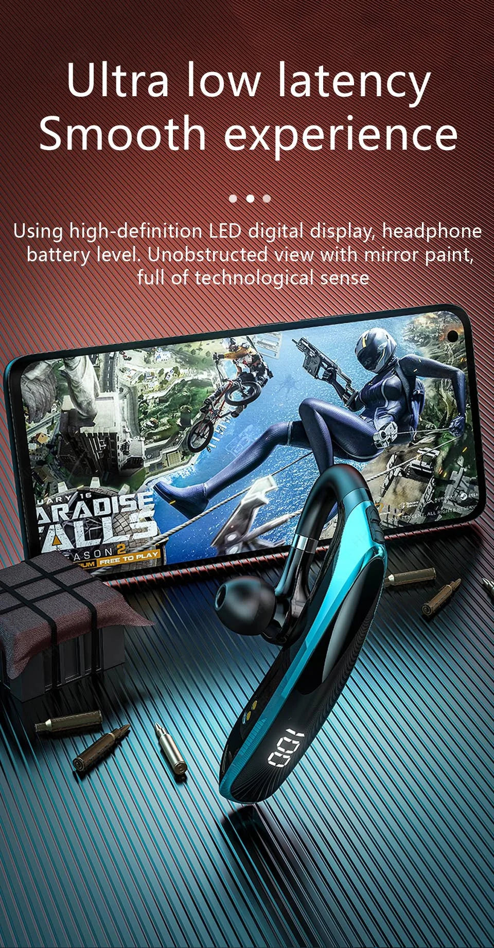 Wireless Bluetooth Headphones With Microphon Earphone ENC Noise Cancelling Handsfree Talking Headset Busines Auriculares Driving