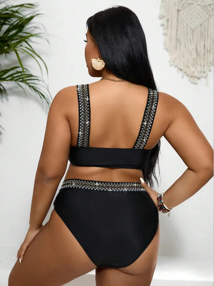 Plus Size Swimwear Women 2024 Bikini Set Two-Piece Woman Swimsuit Push Up Big Size Swimming Suit Beach Wear Bath Suits Monokini