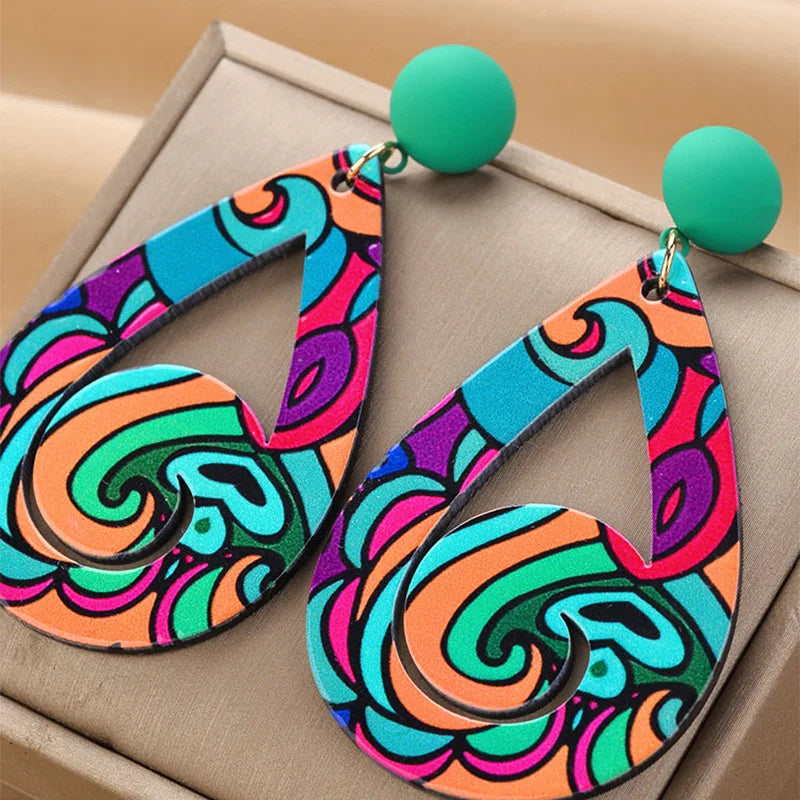 NISHIZAWA Colorful Design Earrings for Women Acrylic Water Drop Geometric Earrings