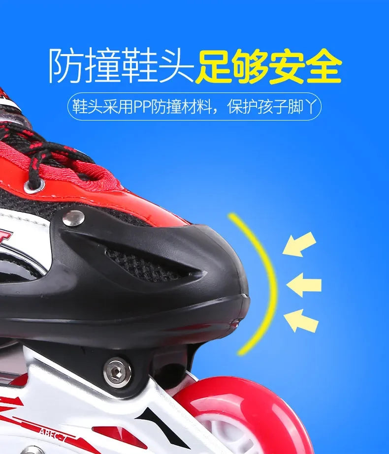 Skating shoes, children's flash straight row roller skating shoes, roller skating shoes, adjustable for both men and women