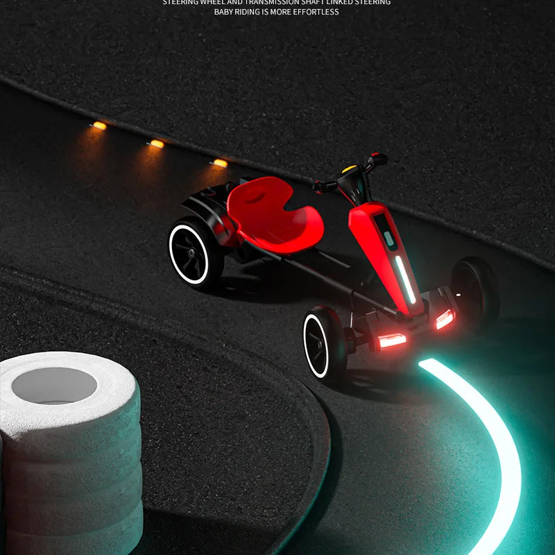 With Led Light And Music Kids Electric Kart, Four-wheel Can Ride On Remote-controlled Toy Car for Ages 1-3 To 6