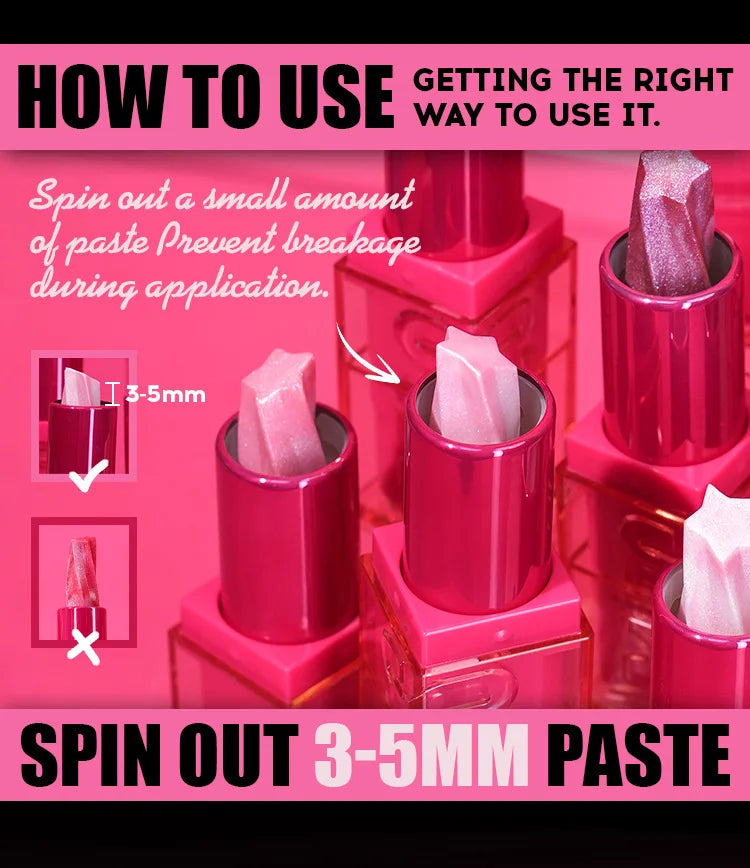 Spiral Star Lipstick Moisturizing Waterproof Matte Glitter Marble Non Stick Long Lasting Lip Gloss Pearlescent Shine