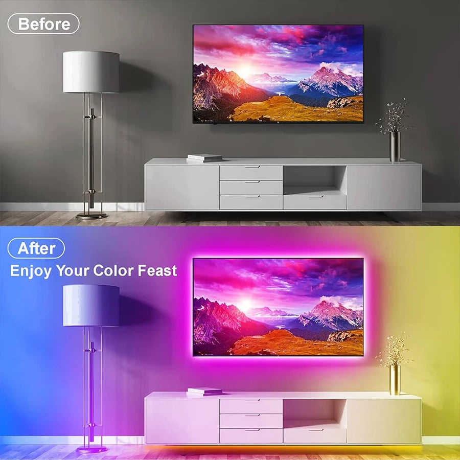 Colorful LED light strip with 24 key remote control APP to control indoor party atmosphere lights, 1/2/3/5/10/15/20M for you to