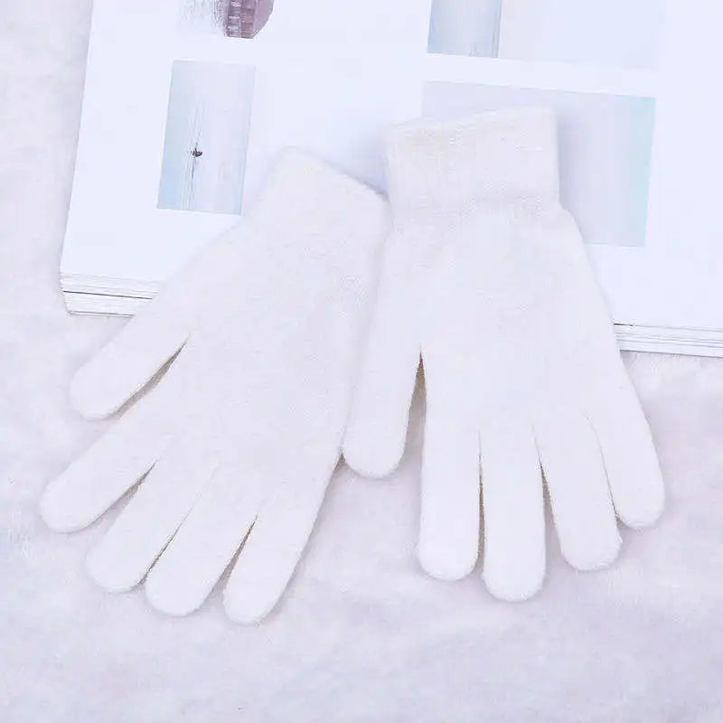 Women Knitted Gloves Autumn Hand Warmer Winter Thicken Full Finger Mittens Short Wrist Warm Gloves Unisex Outdoor Gloves