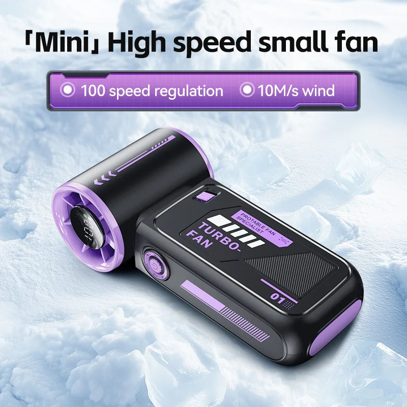 2025 New High Speed Turbo Small Air Cannon Electric Fan Portable Digital Display Handheld Fan USB Charging Fan Outdoor Mini Fan