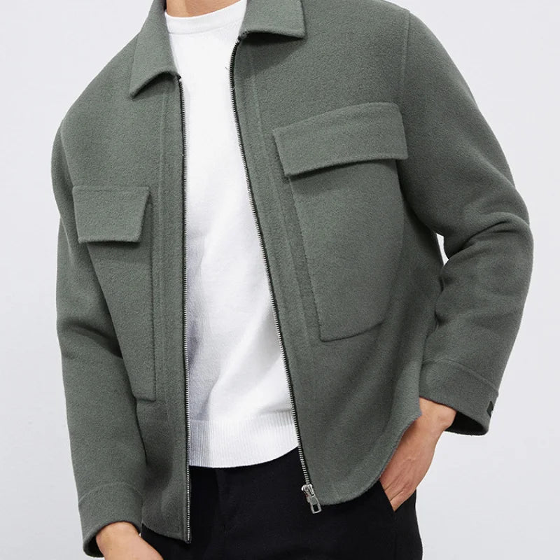 DAVIDSHAO Top Quality EU US Size Luxury Casual Wear Men Wool Coat Jacket Autumn Winter New Style Turn-Down Collar Vintage Coat