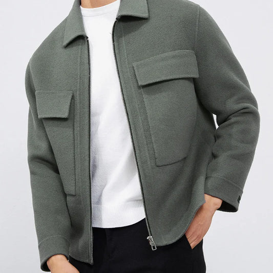 DAVIDSHAO Top Quality EU US Size Luxury Casual Wear Men Wool Coat Jacket Autumn Winter New Style Turn-Down Collar Vintage Coat