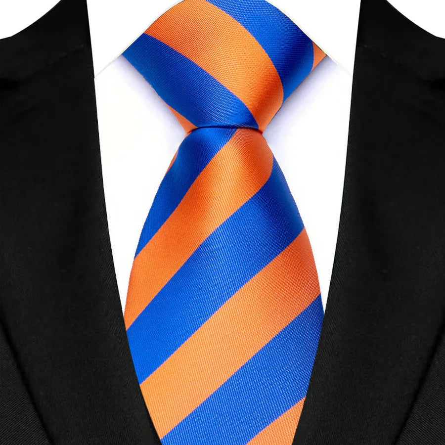 New Men's Tie Classic Stripes 8cm Jacquard Daily Wear Red Blue Green Necktie Cravat Wedding Party Dress Accessories Gift For Man