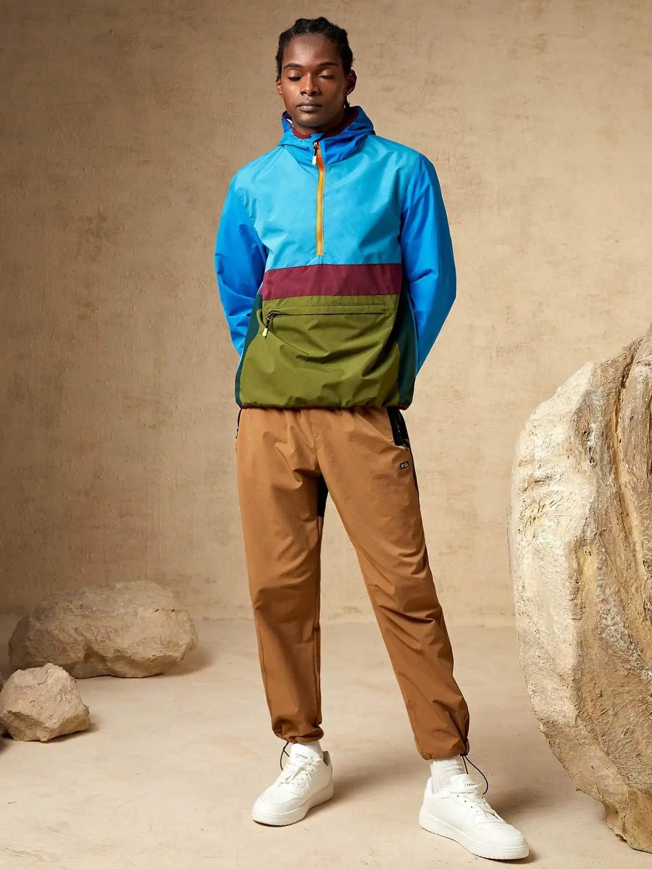 American Casual Loose Men's Jacket Thin Climbing Windproof Waterproof Outdoor Leisure Fashion Zipper Decoration Long Sleeve