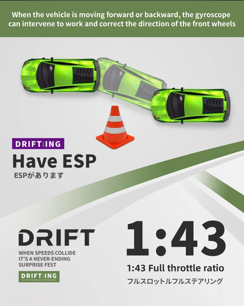 Model 2198: 1:43 Scale 4WD Remote Control Drift Toy Car with Smooth Handling and Realistic Drifting Effects