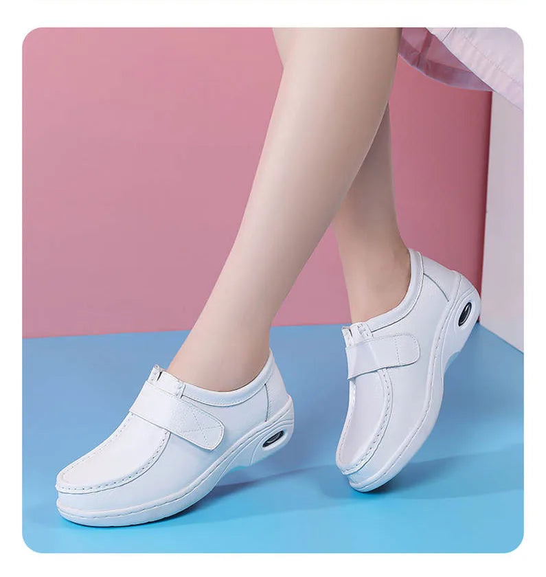 autumn and winter new fashion casual adult women's shoes Nurse shoes white flat leather fashion white  women shoes