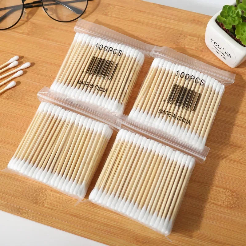 Double Cotton Buds Tip Sticks Nose Ear Cleaning Health Care Tools Head Wood Cotton Swab Women Makeup Lipstik Ватные Палочки