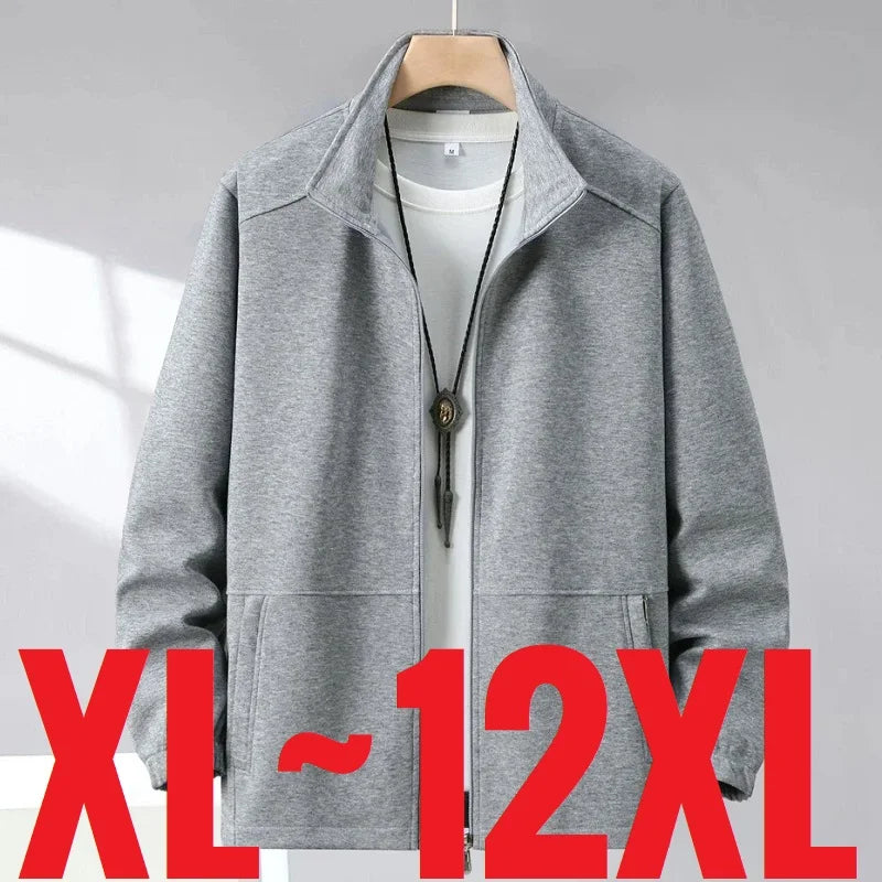 Extra Big Size Men's Spring Jacket Stand Collar Zip Up Coat Male Plus Large 10XL 12XL Loose Casual Fashion Work Wear Outerwear