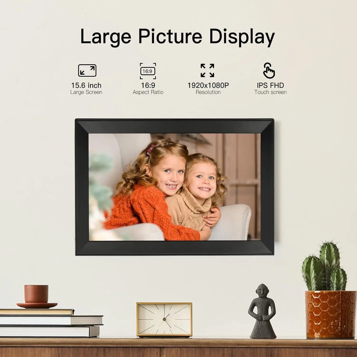 15.6 inch built in 32GB WiFi Large touch ips digital photo frame 1920*1080 Digital Frame via Uhale app
