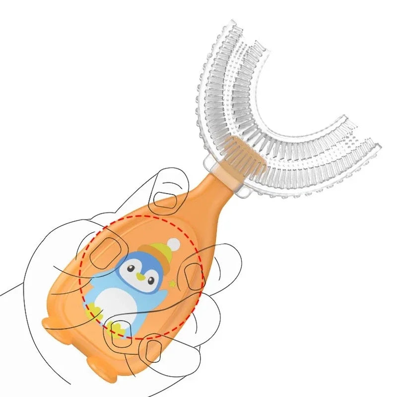 360 Degree U-Shaped Kids Toothbrush Soft Silicone Bristles Waterproof Oral Care Teeth Whitening Children's Health Brush