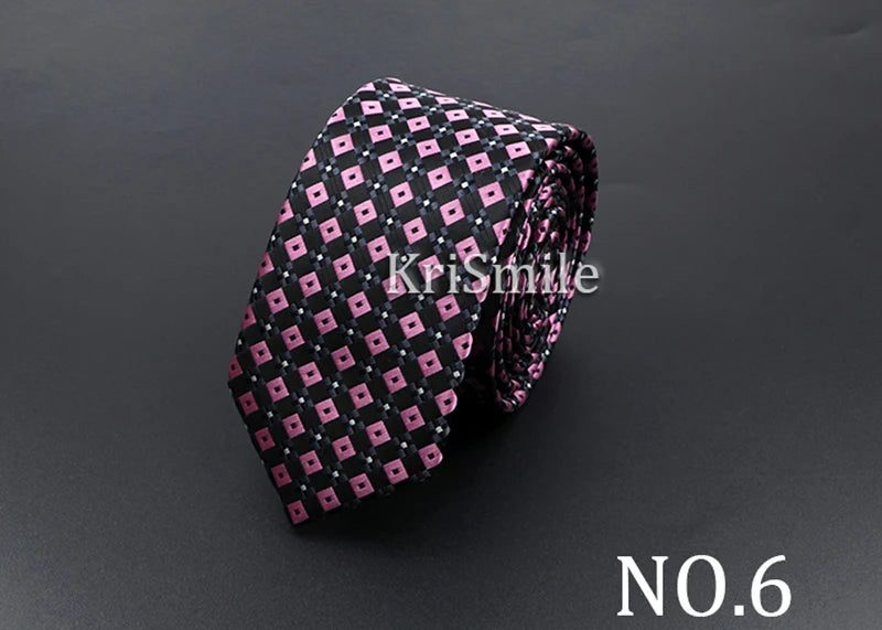 Mens 5cm Slim Tie Striped Plaid Red Black Narrow Necktie For Wedding Party Business Men Formal Suit Shirt Cravats Accessory Gift