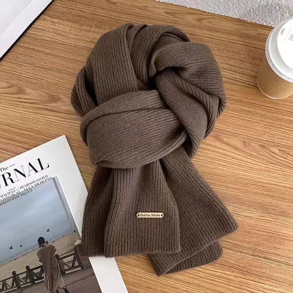 Winter Warm Neckerchief Fake Collar Solid Color Cross Scarf Woolen Thicken Knit Scarf Neck Warmer Women Girls