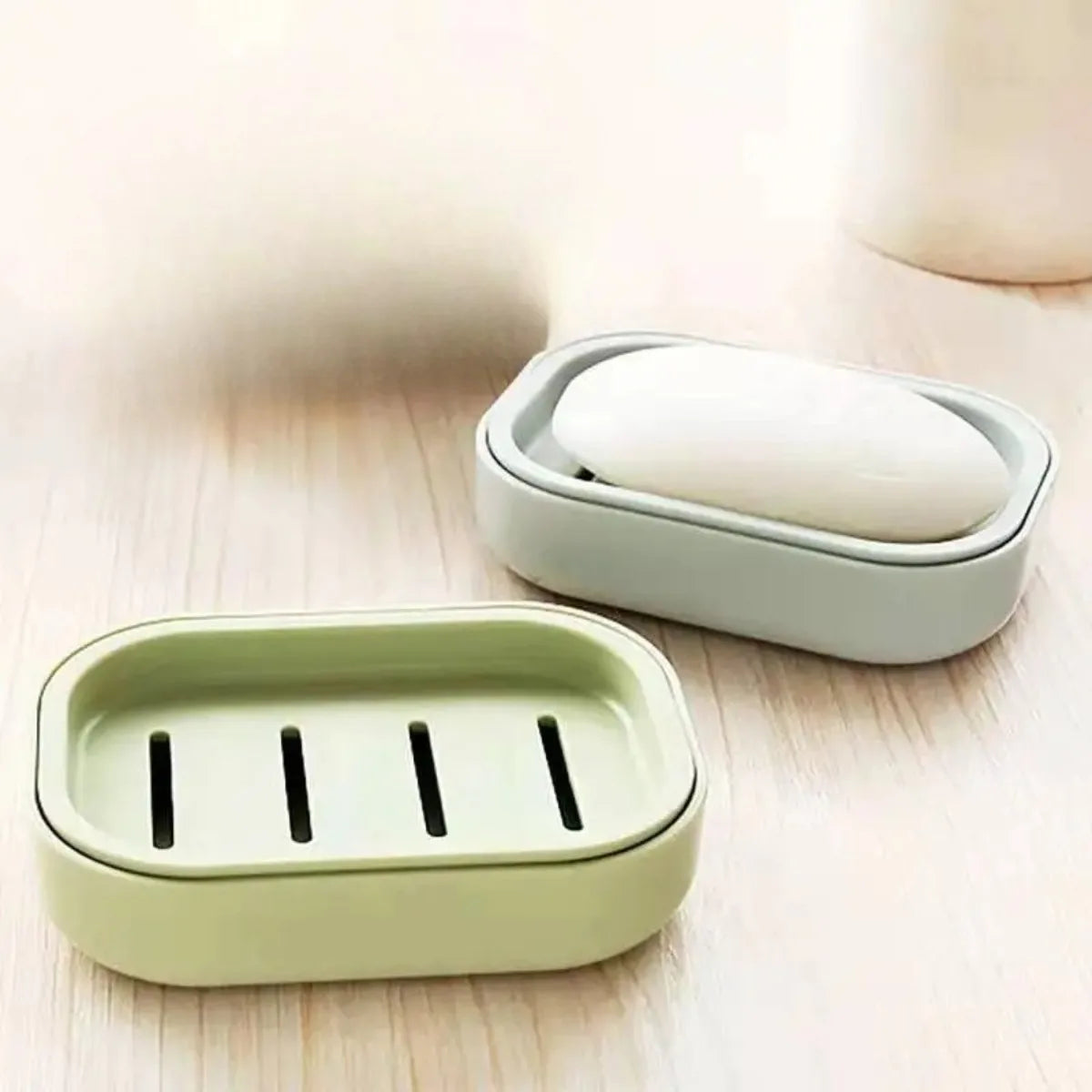 Double Layer Square Soap Dish with Cover Plastic Drain Toilet Soap Box Household Bathroom Travel Portable Creative Storage Box