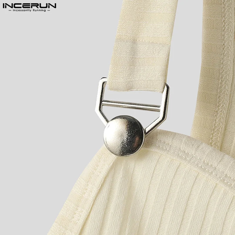 INCERUN Tops 2024 Korean Style New Men's Knitted Pit Strap Vests Summer Casual Streetwear Personality Sleeveless Tank Tops S-5XL