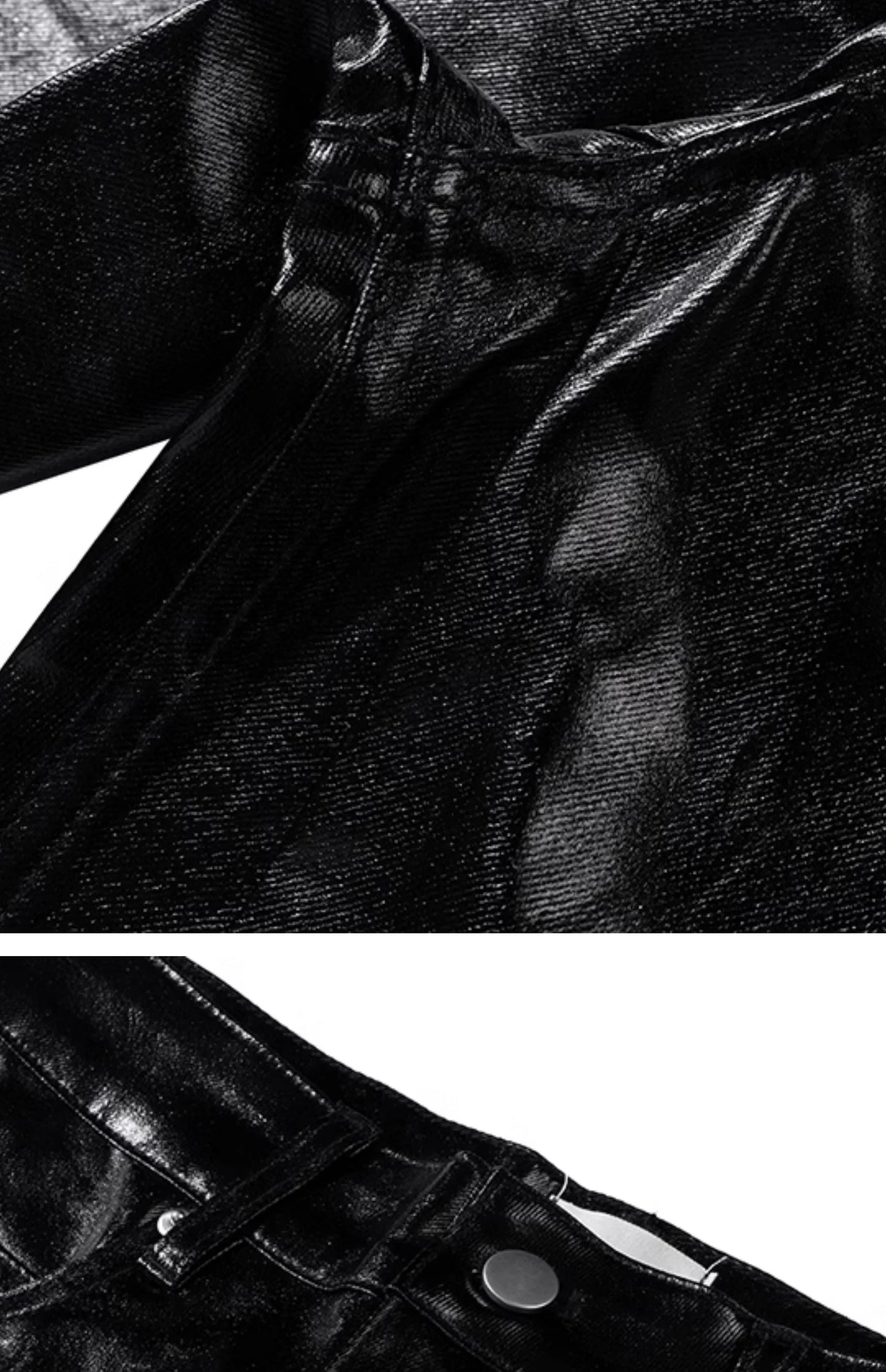 PFNW New Spring Men's Jeans Loose Wide Leg Coating Glossy Patent Leather Straight Male Denim Pants Niche Style 2025 12C509