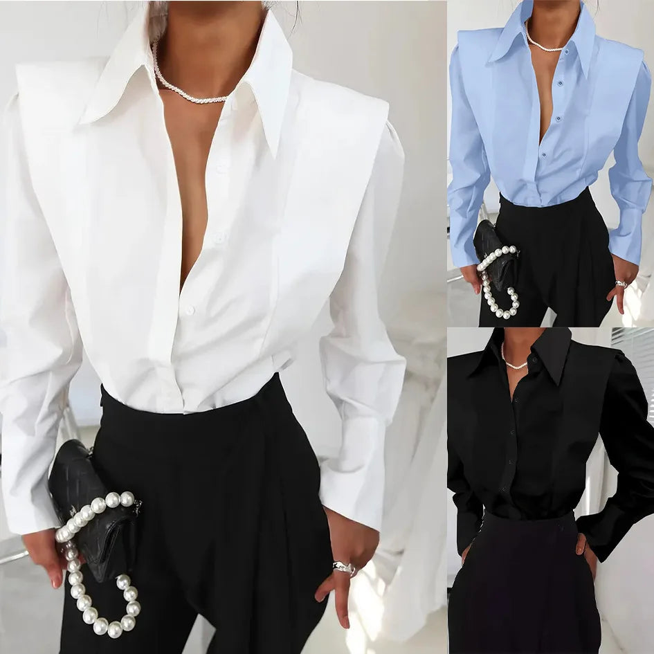 Autumn New White Shirt Women's Fashion Elegant Casual Long Sleeve Shirt Tops Holiday Party Womens Tops And Blouses Women Clothes