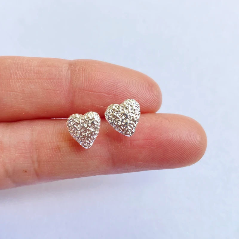 New 925 Sterling Silver Girls Hammer pattern Love Necklace Simple Heart shaped Pendant Women's Gift Boutique Jewelry NK153