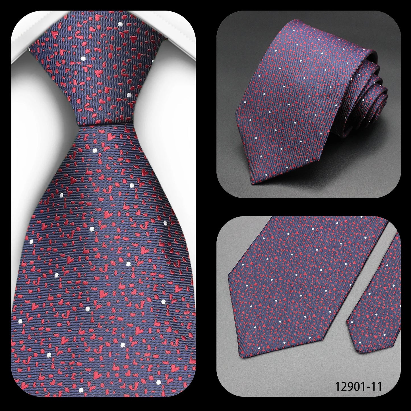 Men's Red Purple Plaid Tie stripe Handmade Woven Fashion Business Tie Geometric Style Polyester Silk Material for Wedding