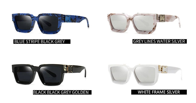 2024 Brand Rectangle Sunglasses Women Men Shades Retro Square Black Sun Glasses Eyewear Trendy Punk Eyeglasses For Male UV400