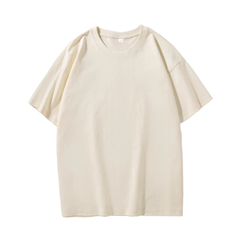 Plus Size Four-season Pure Cotton Solid Color T-shirt Couples Featuring Long Sleeves Dropped Shoulders Custom-made Cultural