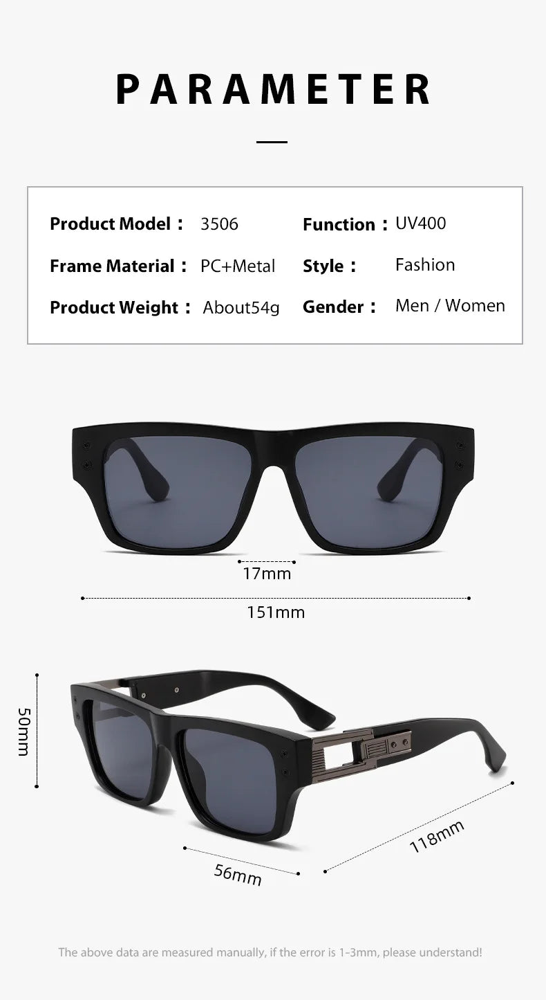 2025 New Square Retro Glasses Men Women Fashion Luxury Original Designer Sun Glasses Male Reflective Lens Gafas De Sol UV400