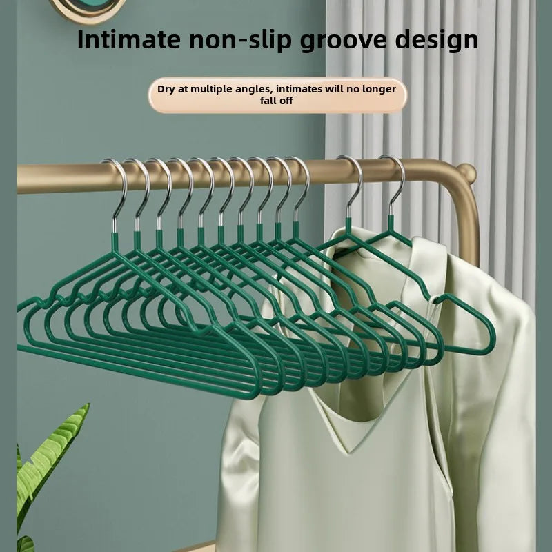 10pcs Non-Slip Coated Metal Suit Coat Hangers Heavy Duty Clothes Hangers Metal Shirt Jacket Hanger with Round Notches for Dress