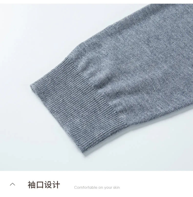 Men's Fine Wool Sweater Polo Collar Pullover Spring Autumn New Cashmere Knitwear Smart Casual Loose Men's Shirts Warm Soft Tops